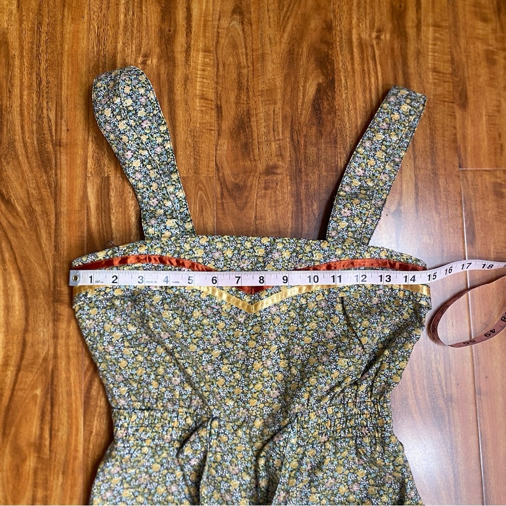 Vintage Young Eduardian by Arpeja Green Floral Wide Leg Pant Jumpsuit XS Boho - Picture 12 of 15